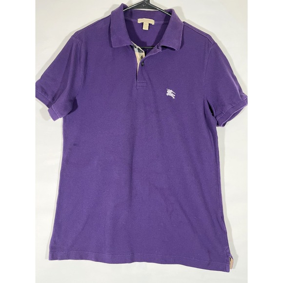 Burberry Tops - Burberry Brit Short Sleeve‎ Polo Shirt Women L Purple Logo Classic Preppy Lux